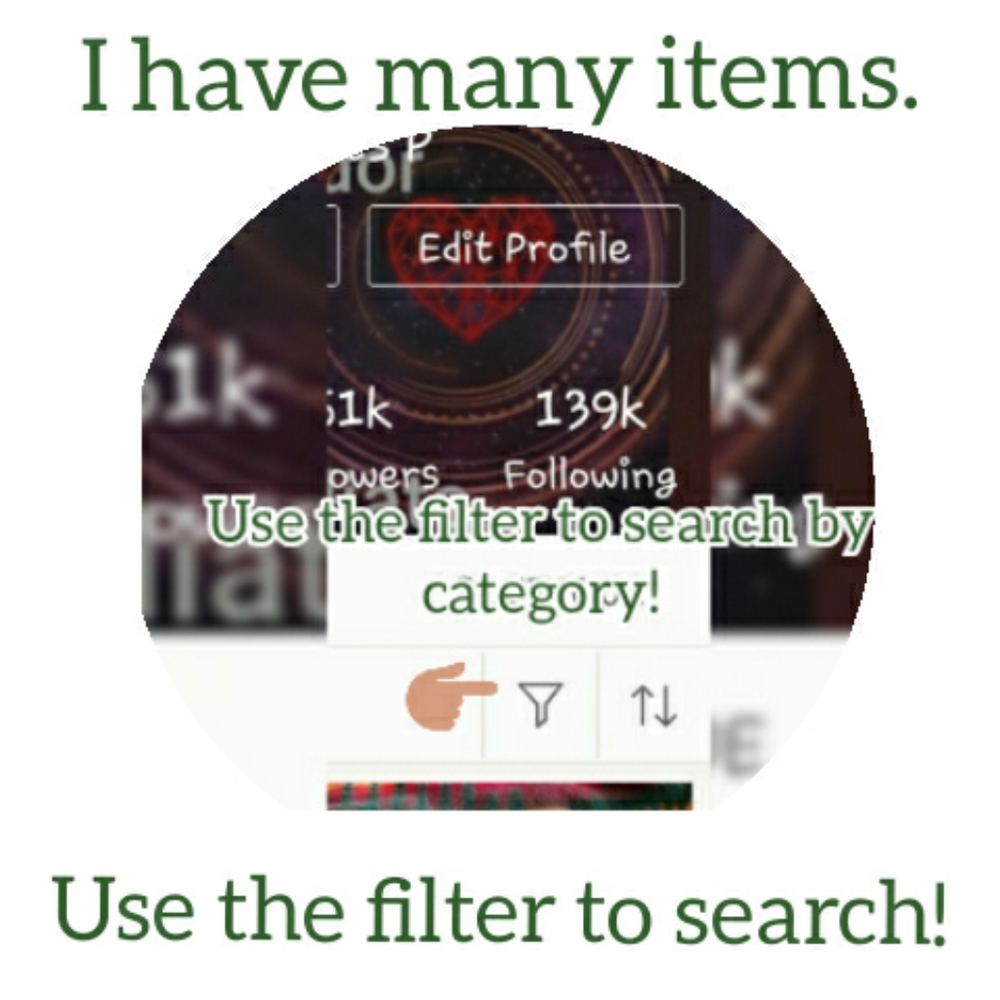 Use the filter to search for items by category!